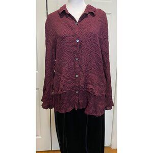 Habitat Womens Button Up Top Size XL Y2K Polka Dot‎ Whimsigoth Vamp Fairy Grunge